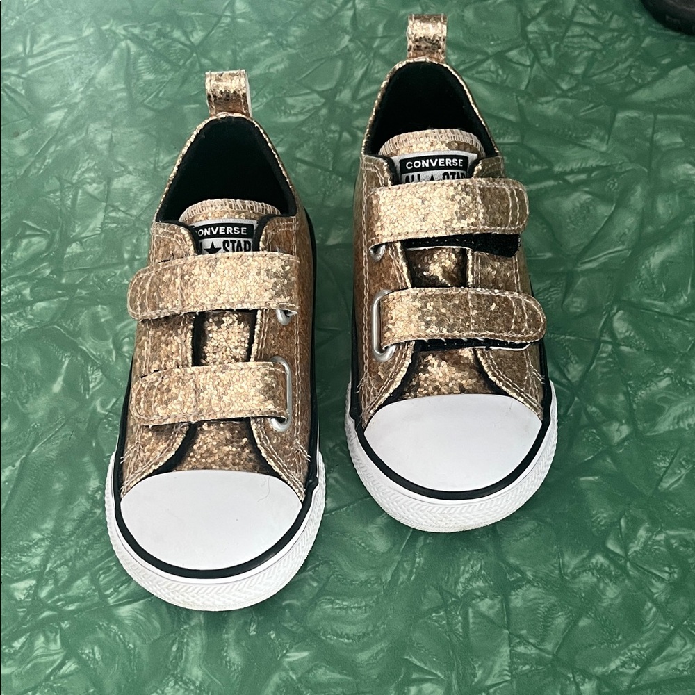 Converse Kids Glittery Gold Sneakers